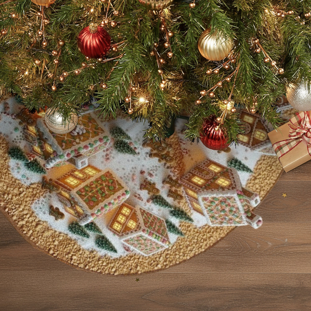 Gingerbread House Christmas - Personalized Christmas Shaped Tree Skirt