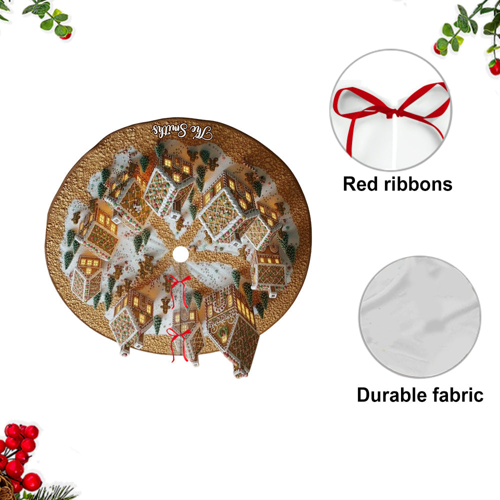 Gingerbread House Christmas - Personalized Christmas Shaped Tree Skirt