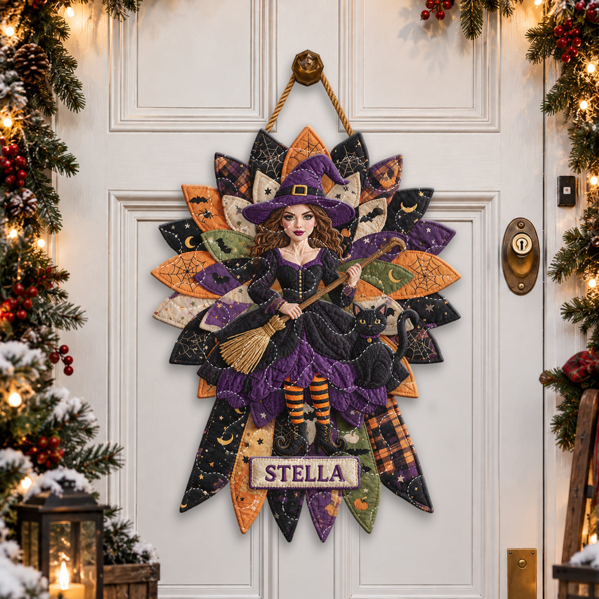 Halloween Witch - Personalized Witch Quilted Door Hanger
