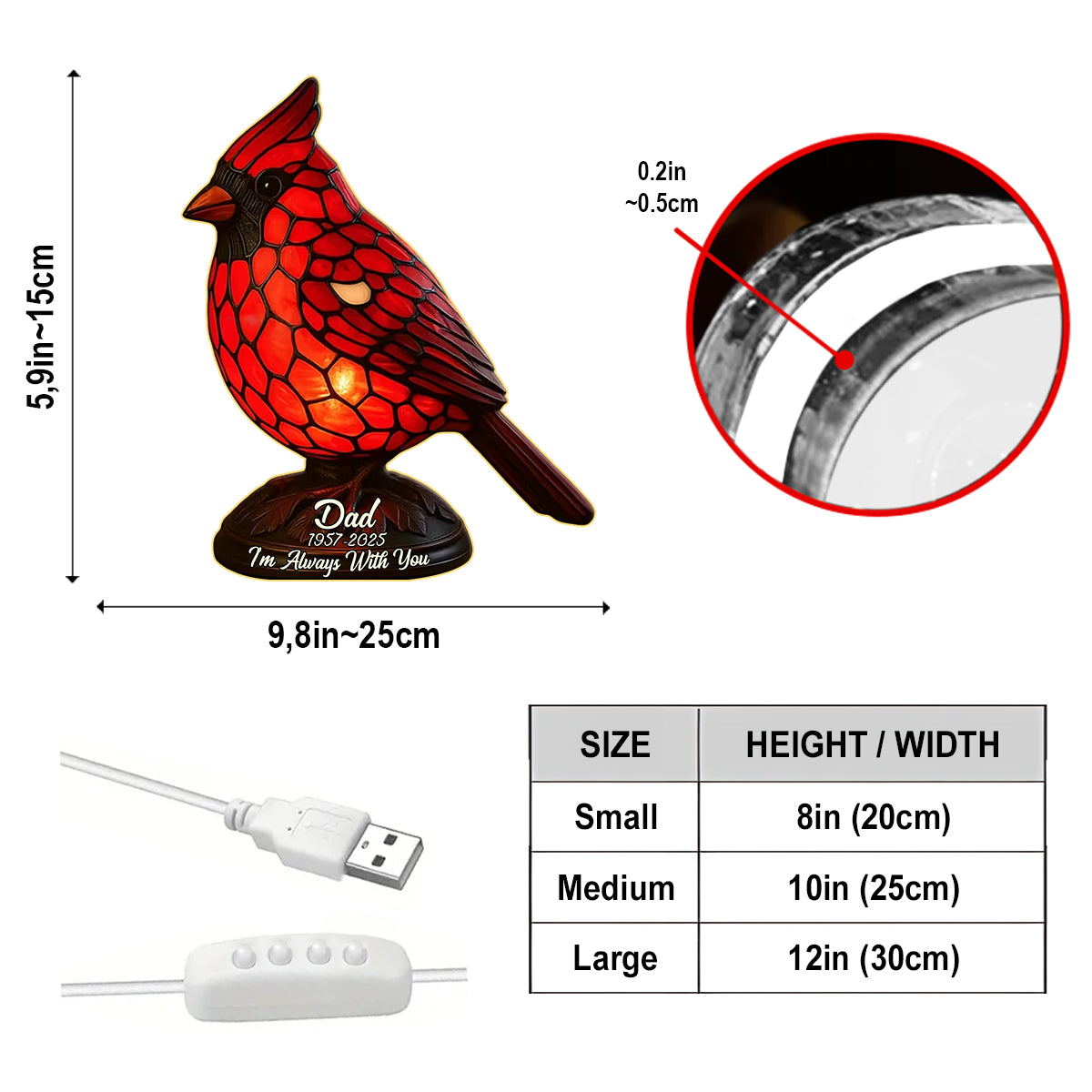 I'm Always With You - Personalized Memorial Acrylic LED Night Light