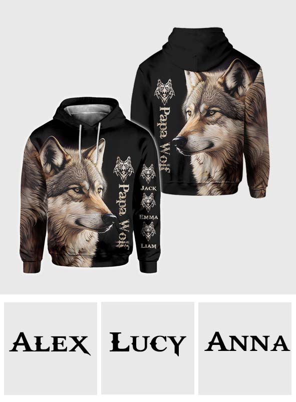 Papa Wolf - Personalized Father All Over Shirt