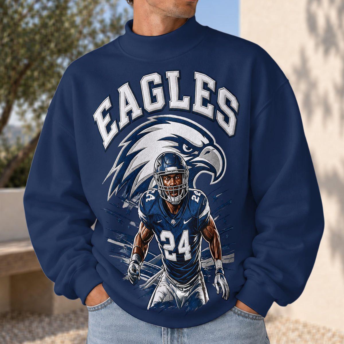 Any Photo, Any Team - Personalized Football Mock Neck Sweatshirt