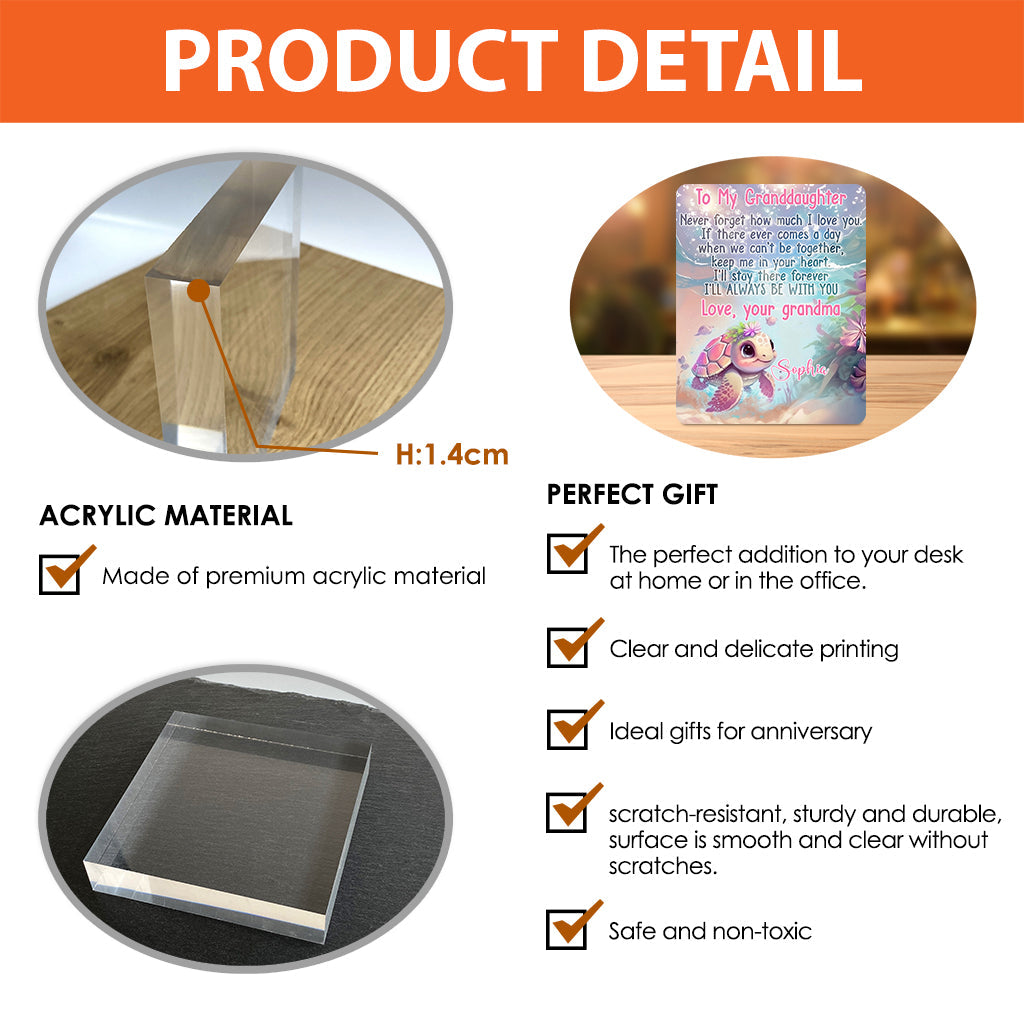 To My Granddaughter Turtle Sea Vibe - Personalized Kid Custom Shaped Acrylic Plaque