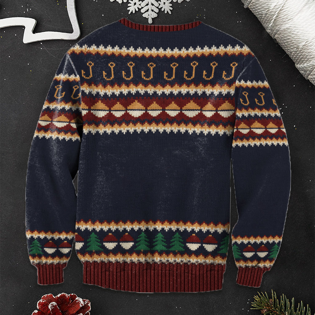 Hooked on Christmas - Personalized Fishing Ugly Sweater