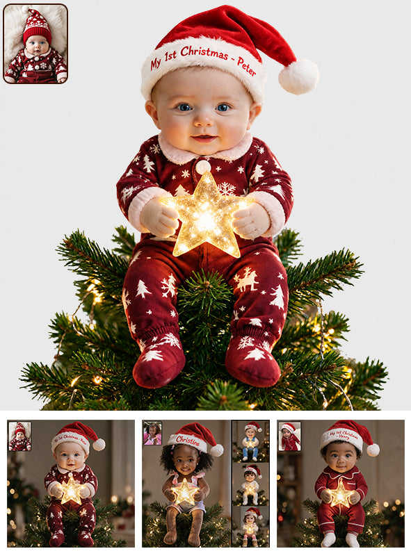 Merry Christmas - Personalized Kid LED Light Tree Topper