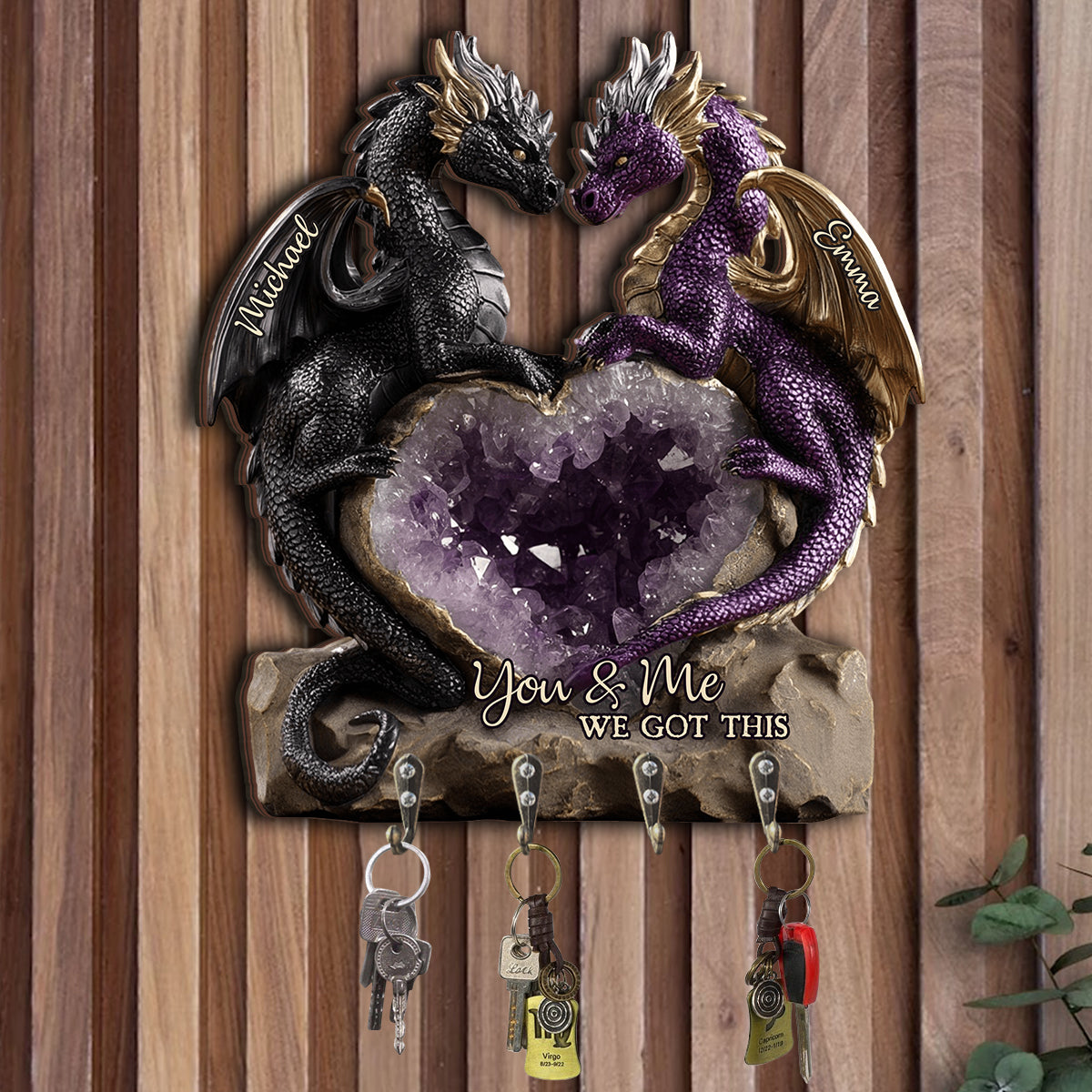 Toi et moi, on gère ! - Porte-manteau suspendu personnalisé en forme de dragon