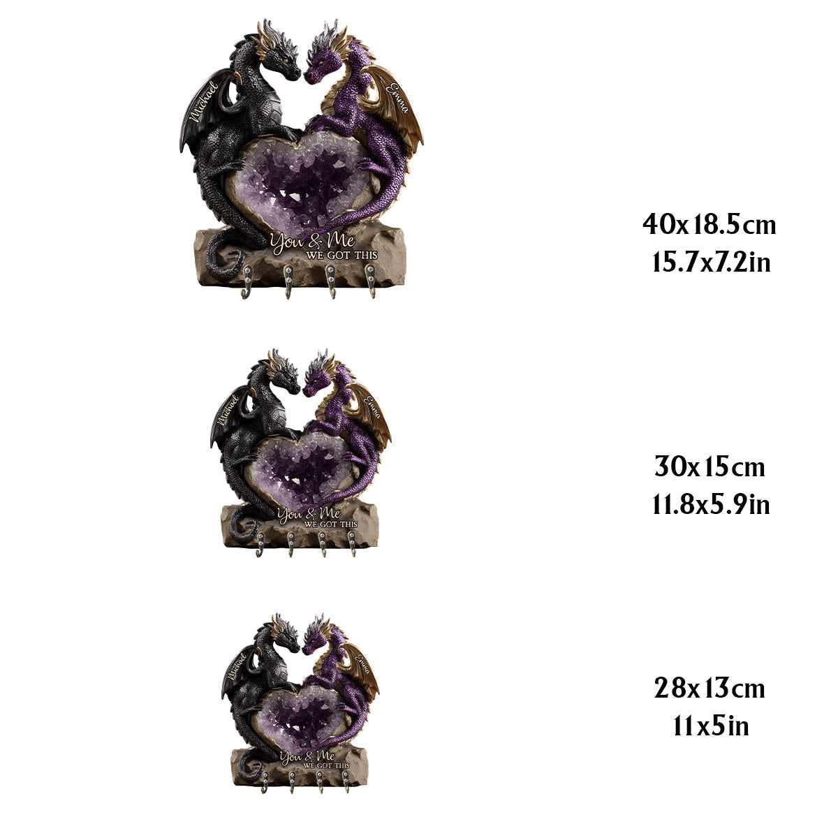 Toi et moi, on gère ! - Porte-manteau suspendu personnalisé en forme de dragon