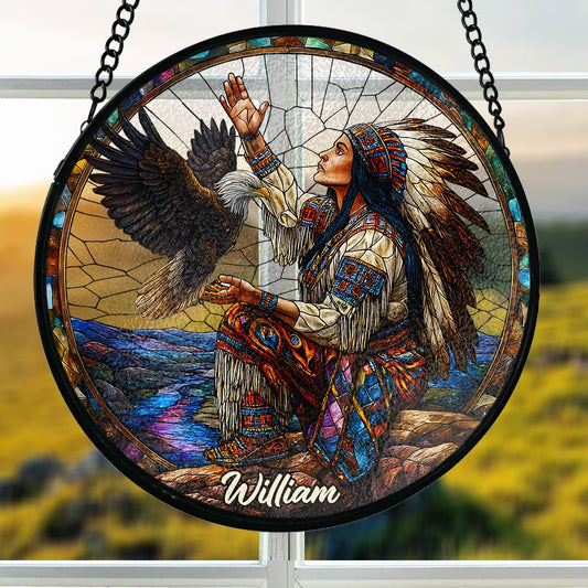 Indigenous - Personalized American Indian Stained Glass Suncatcher