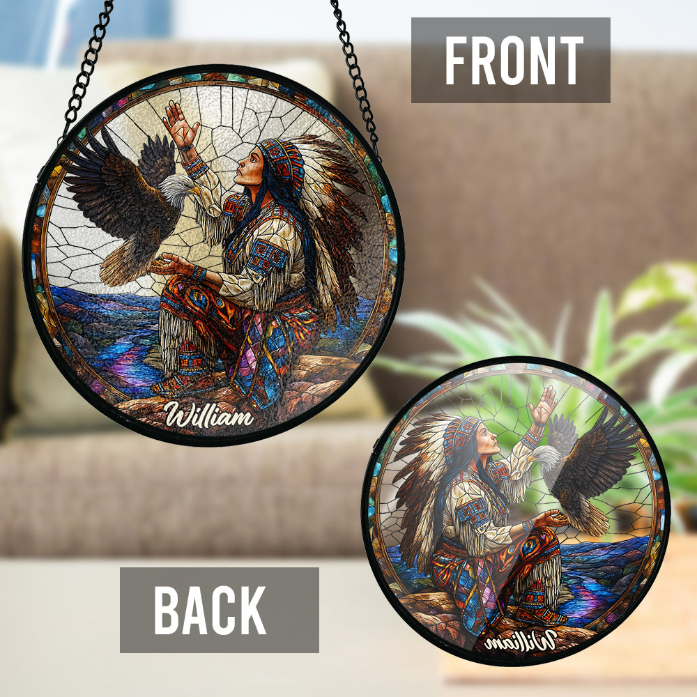 Indigenous - Personalized American Indian Stained Glass Suncatcher