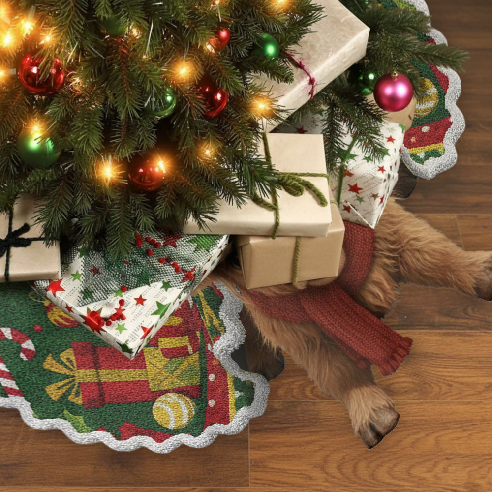 Merry Christmas - Personalized Highland Cow Shaped Tree Skirt
