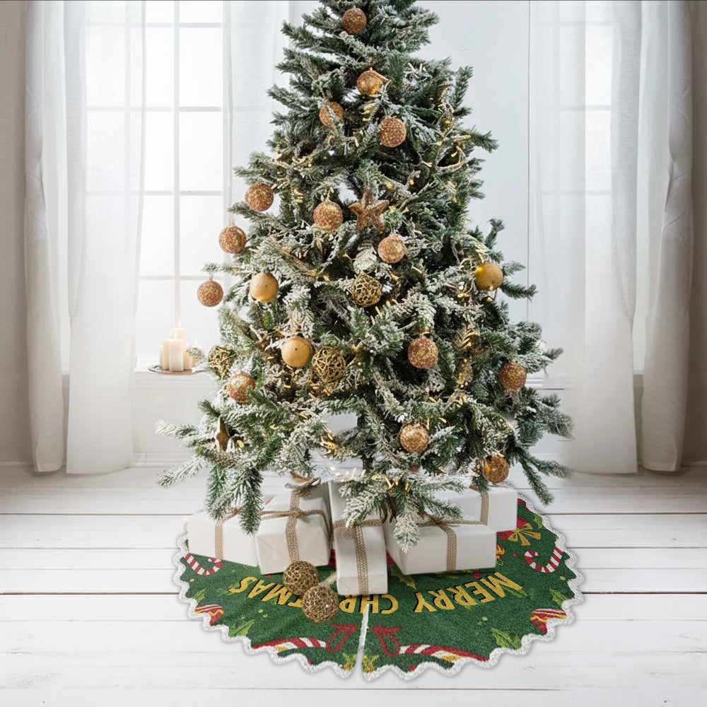 Merry Christmas - Personalized Highland Cow Shaped Tree Skirt