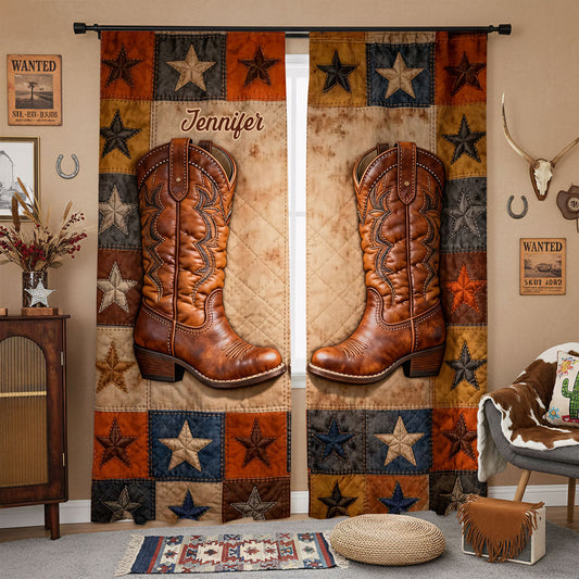 Cowgirl-Stiefel – Personalisierter Cowgirl-Verdunkelungsvorhang/Gardinen-Set