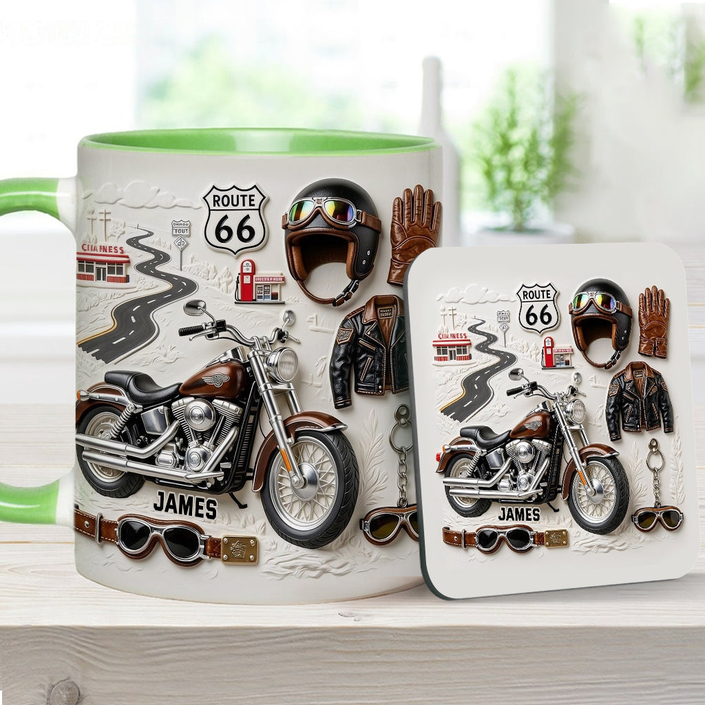 Mug et sous-verre personnalisés sur le thème de la moto