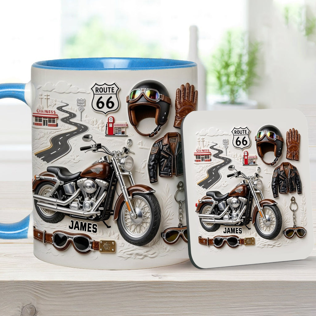 Mug et sous-verre personnalisés sur le thème de la moto