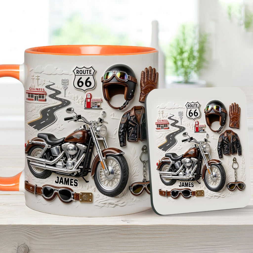 Mug et sous-verre personnalisés sur le thème de la moto