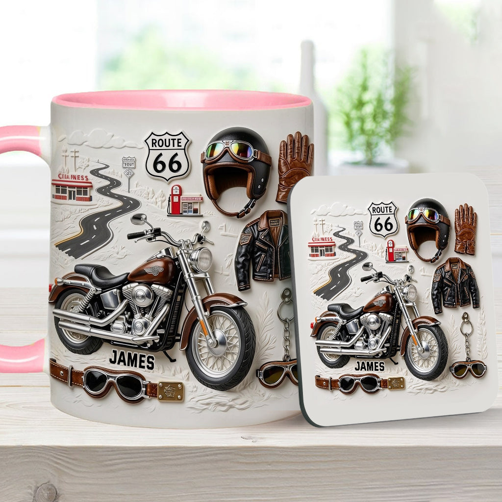 Mug et sous-verre personnalisés sur le thème de la moto