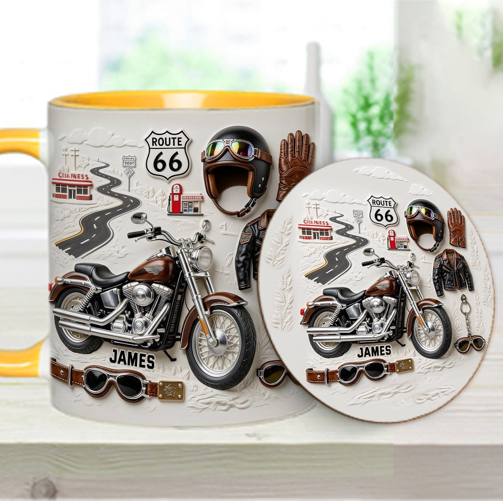 Mug et sous-verre personnalisés sur le thème de la moto