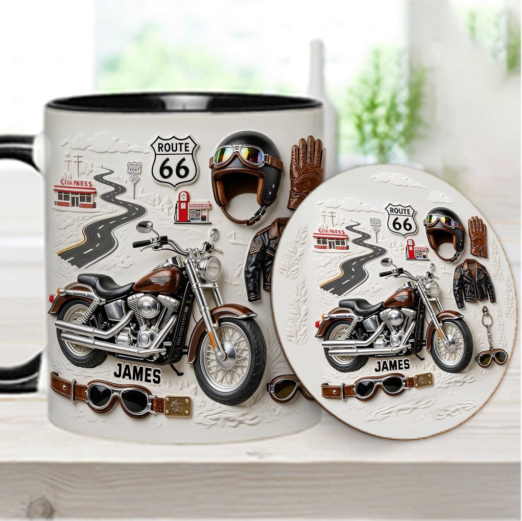 Mug et sous-verre personnalisés sur le thème de la moto