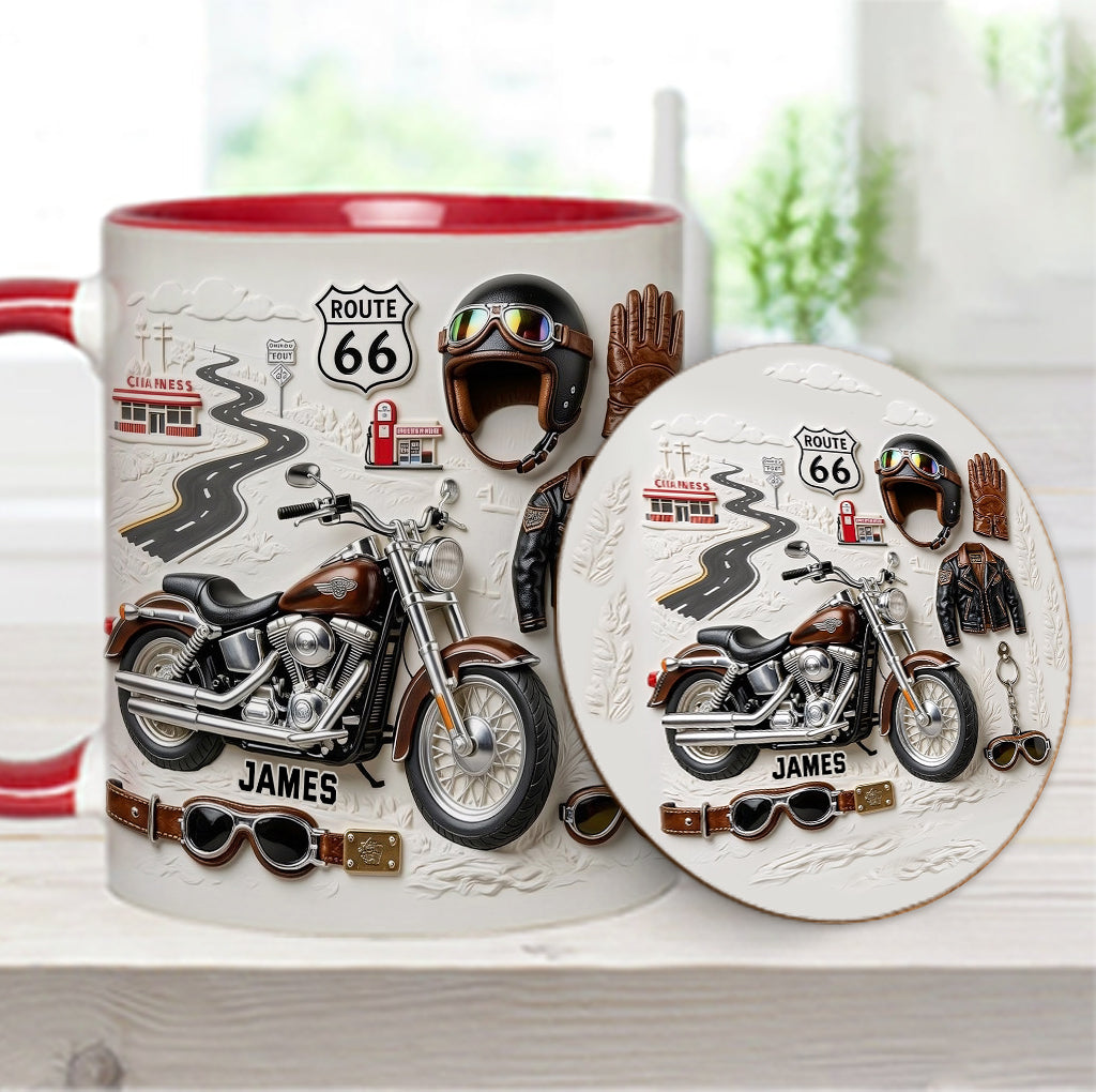 Mug et sous-verre personnalisés sur le thème de la moto