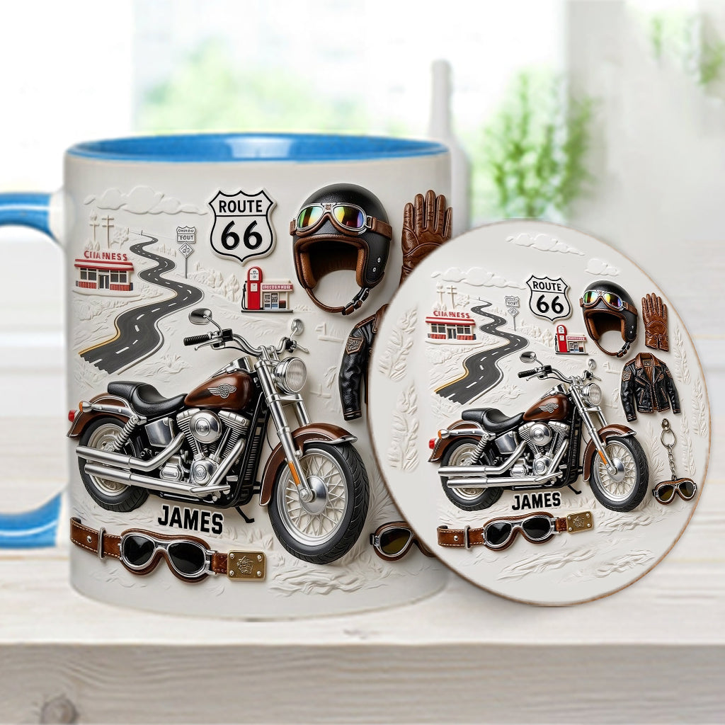 Mug et sous-verre personnalisés sur le thème de la moto