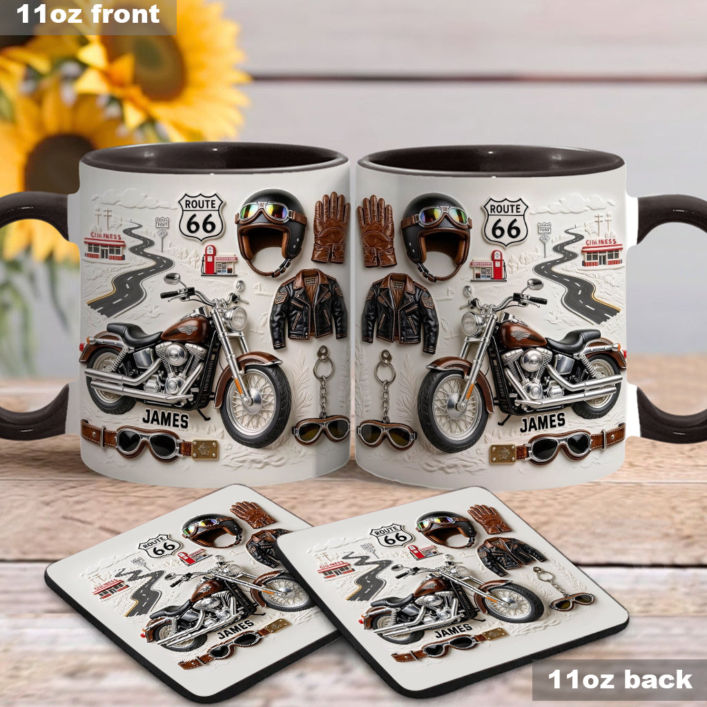 Mug et sous-verre personnalisés sur le thème de la moto
