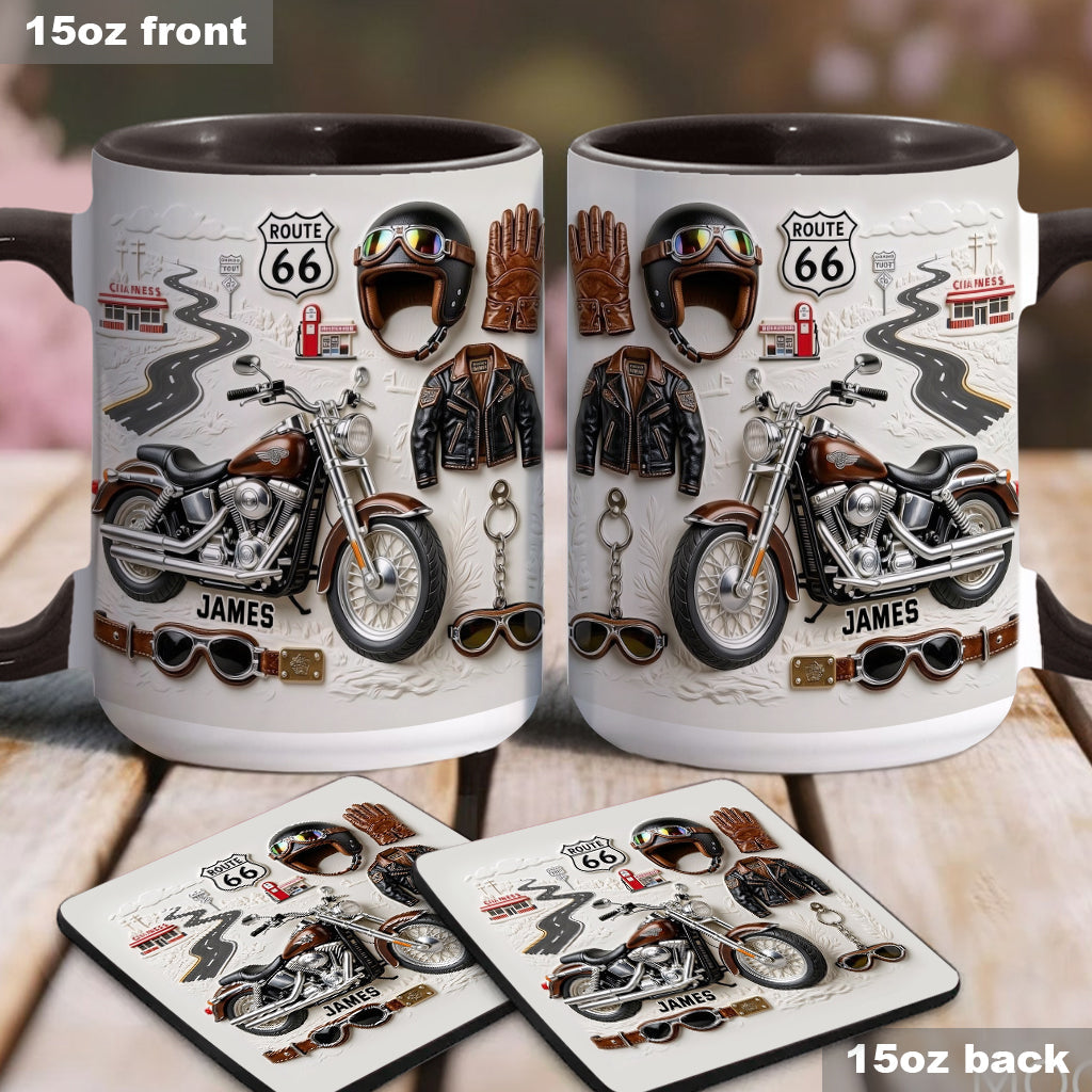 Mug et sous-verre personnalisés sur le thème de la moto