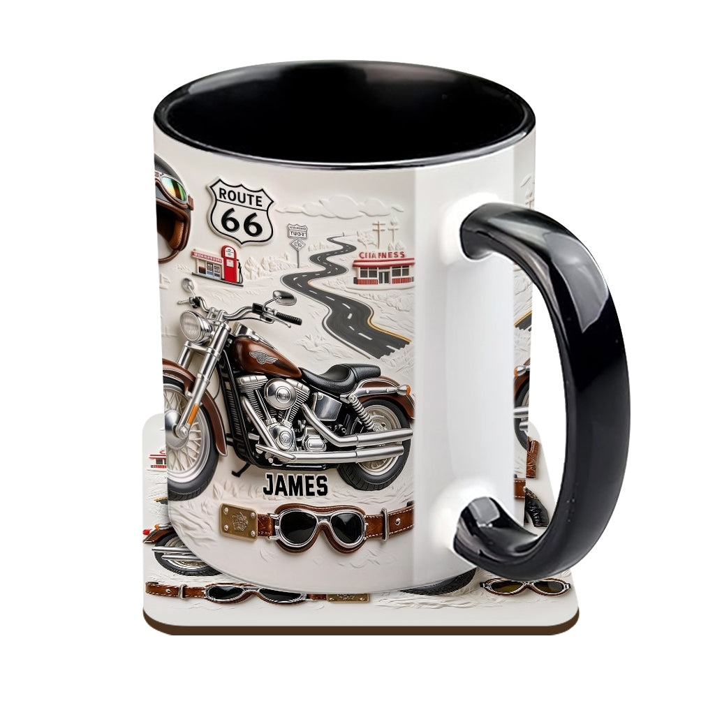 Mug et sous-verre personnalisés sur le thème de la moto