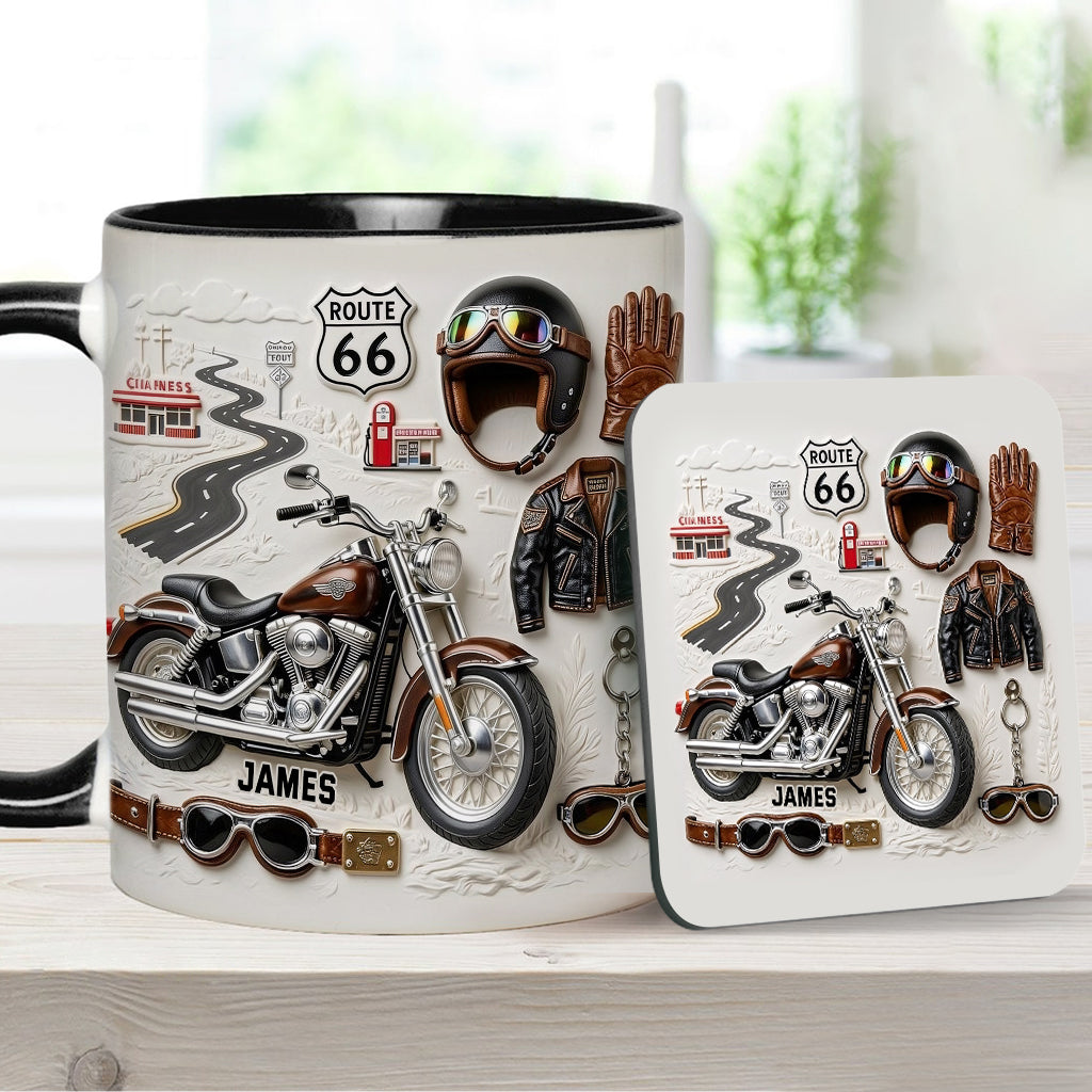 Mug et sous-verre personnalisés sur le thème de la moto