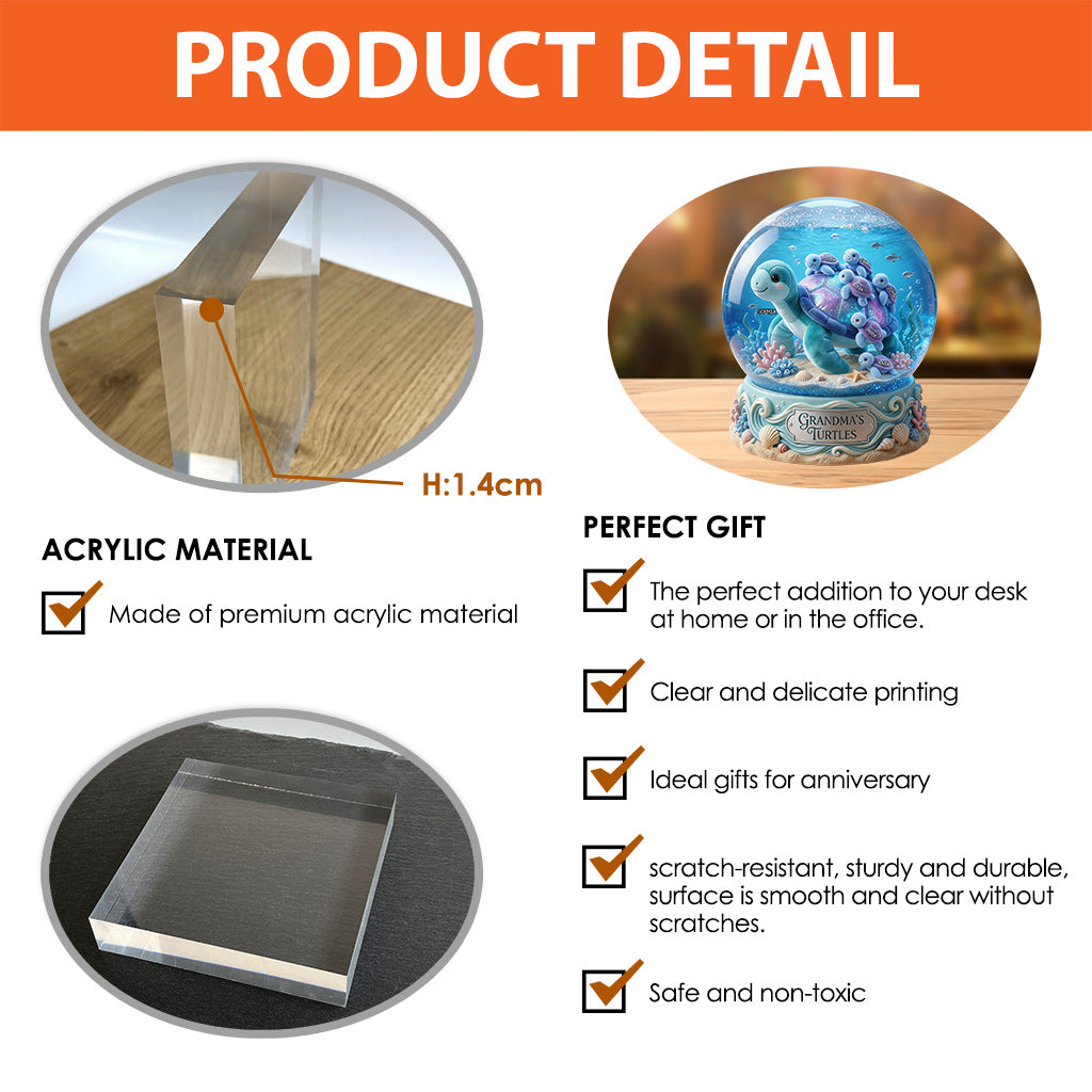 Grandma's Little Turtles - Personalized Grandma Custom Shaped Acrylic Plaque