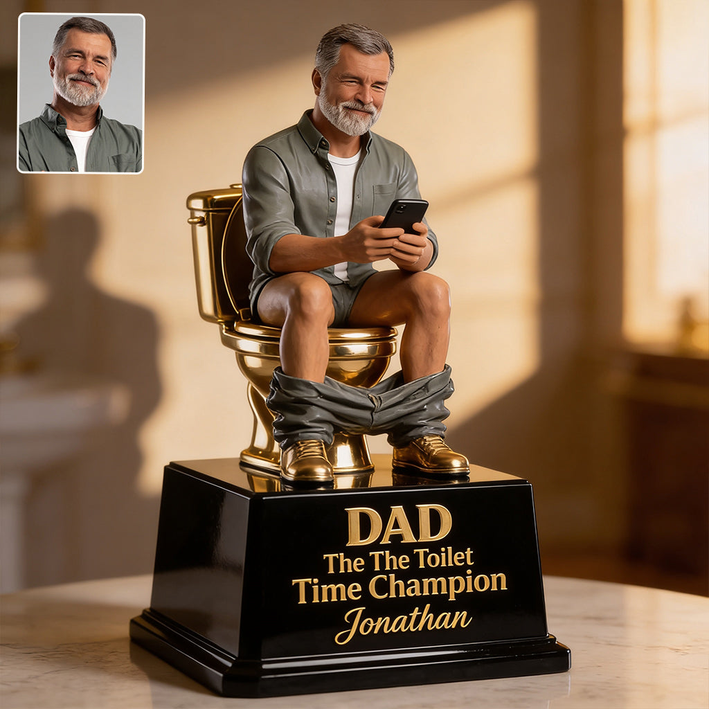Le Trophée Toilette Doré - Plaque Acrylique Personnalisée pour Père