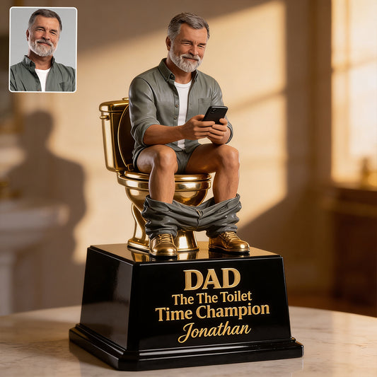 Le Trophée Toilette Doré - Plaque Acrylique Personnalisée pour Père