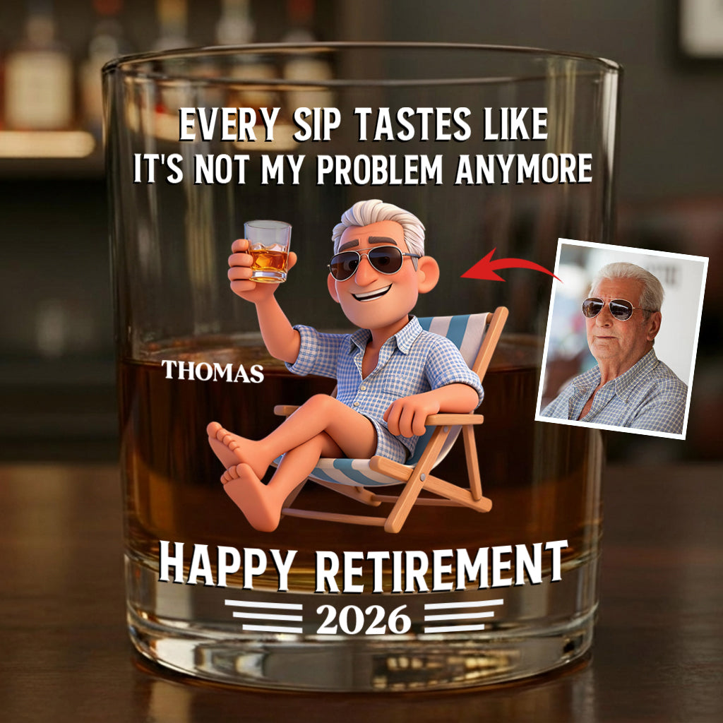 Happy Retirement Gift - Personalized Retired Whiskey Glass