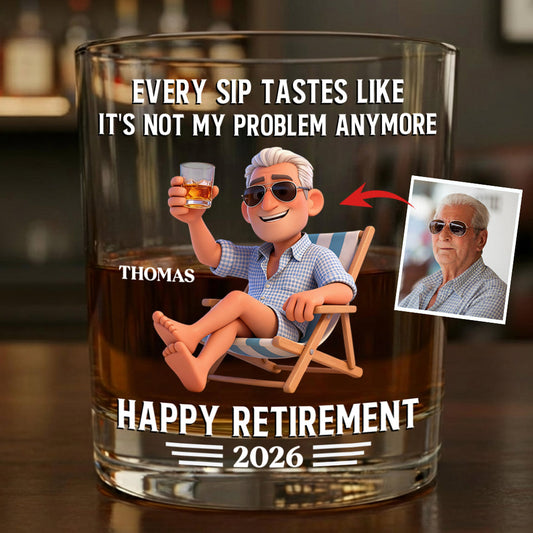 Happy Retirement Gift - Personalized Retired Whiskey Glass