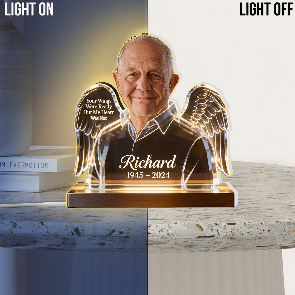 Tes ailes étaient prêtes - Veilleuse LED commémorative personnalisée en acrylique
