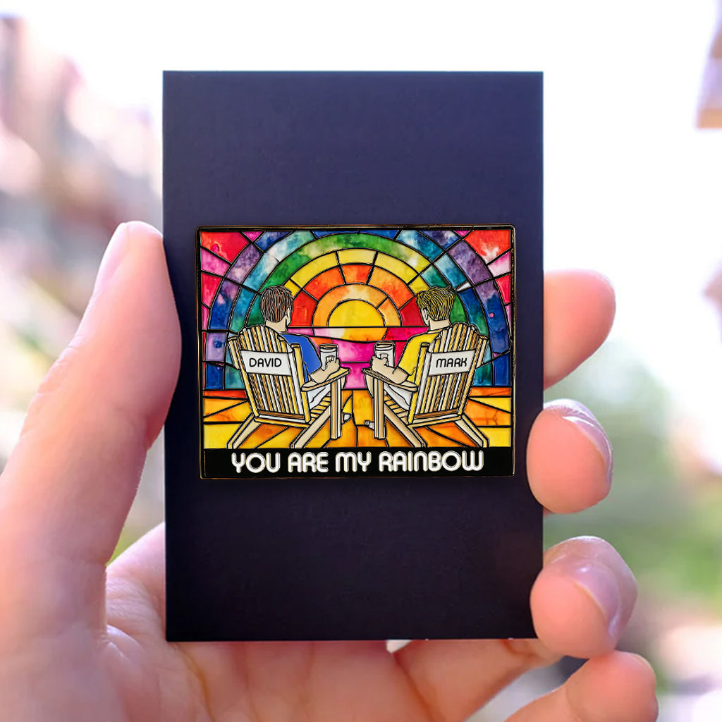 Rainbow Couple Love - Personalized LGBT Support Pin