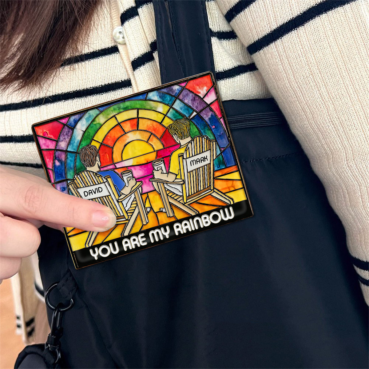 Rainbow Couple Love - Personalized LGBT Support Pin