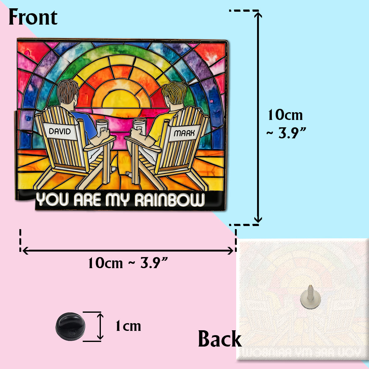 Rainbow Couple Love - Personalized LGBT Support Pin