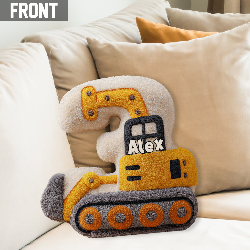 Birthday Gift Construction Machines - Personalized Kid Shaped Pillow