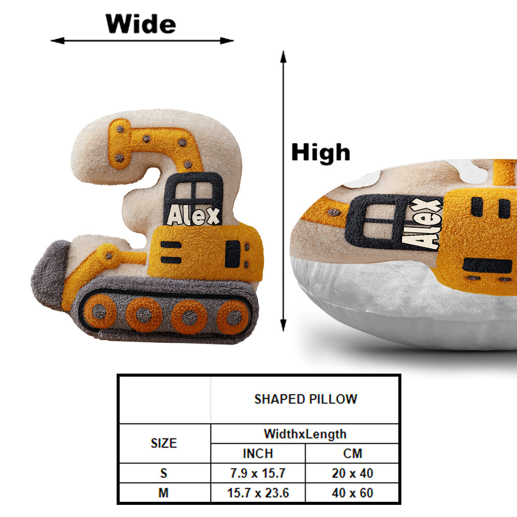 Birthday Gift Construction Machines - Personalized Kid Shaped Pillow