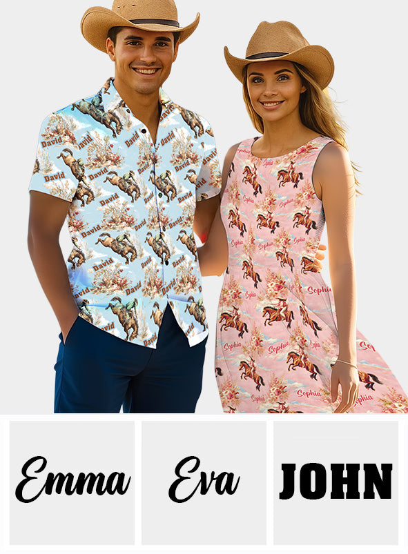 Du und ich, wir schaffen das – Personalisiertes Hawaiihemd und ärmelloses Kleid im Country-Girl-Stil