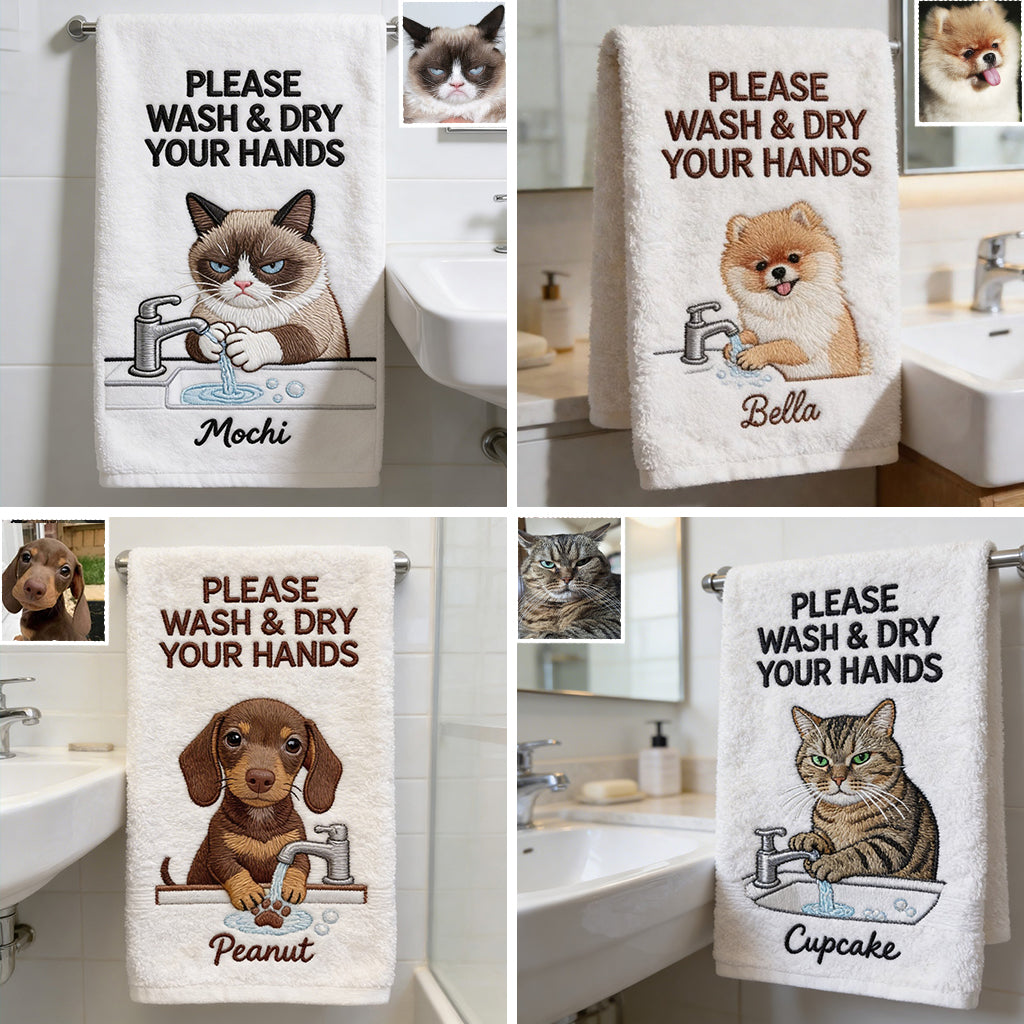 Please Wash & Dry Your Hands - Personalized Dog Towel