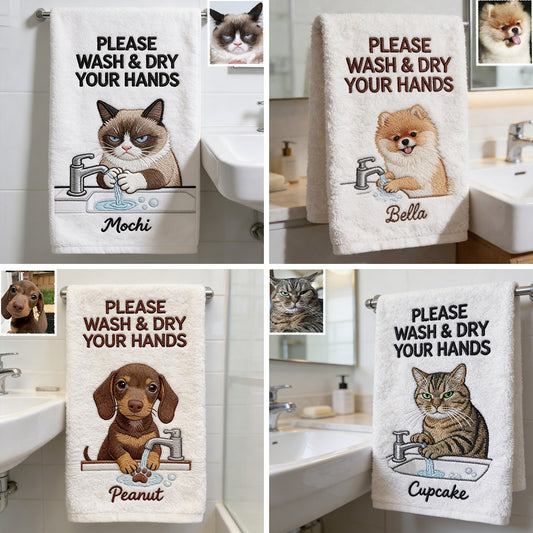 Please Wash & Dry Your Hands - Personalized Dog Towel