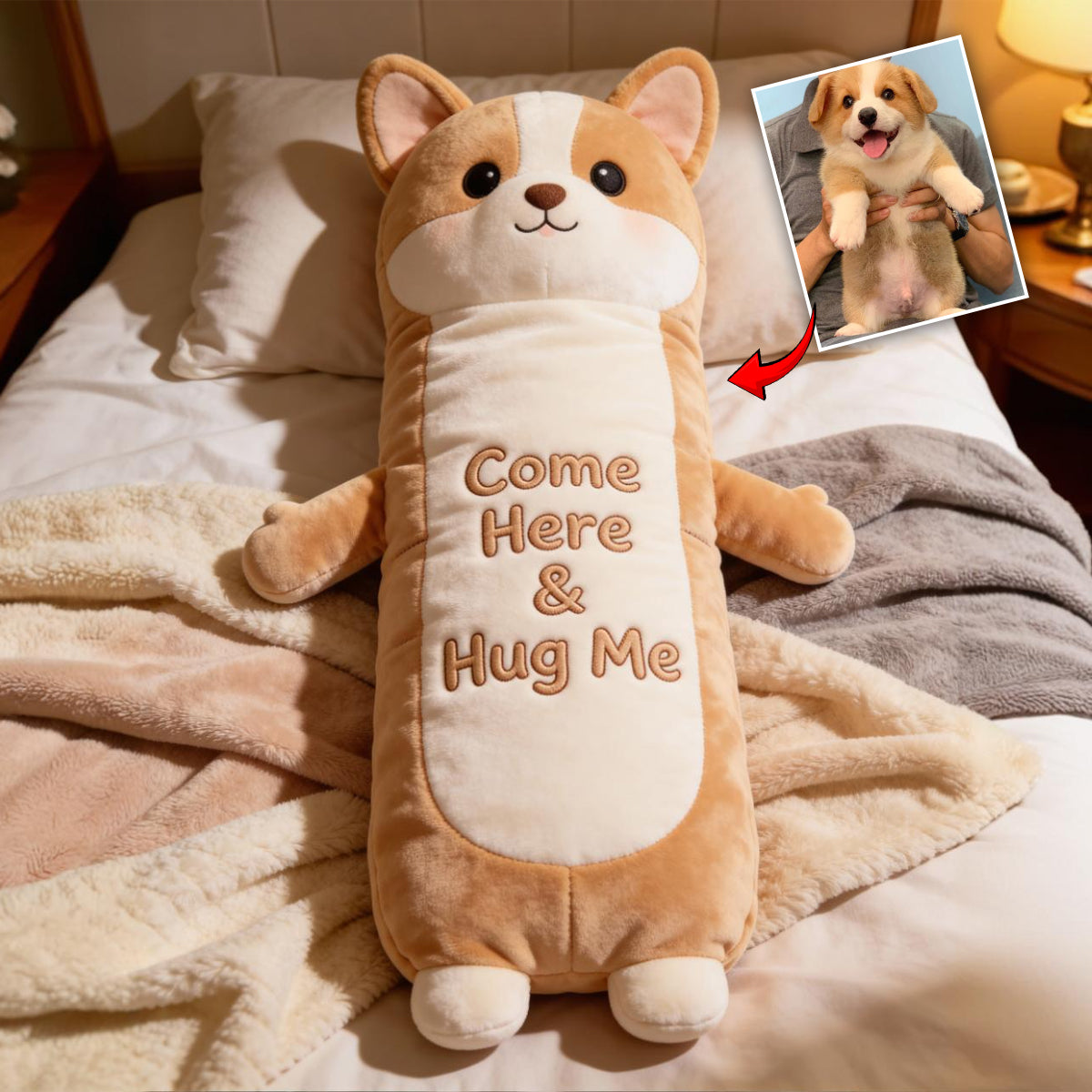 Pet Pillow Cuddle, Comfort Pillow - Personalized Dog Faux Fur Shaped Pillow