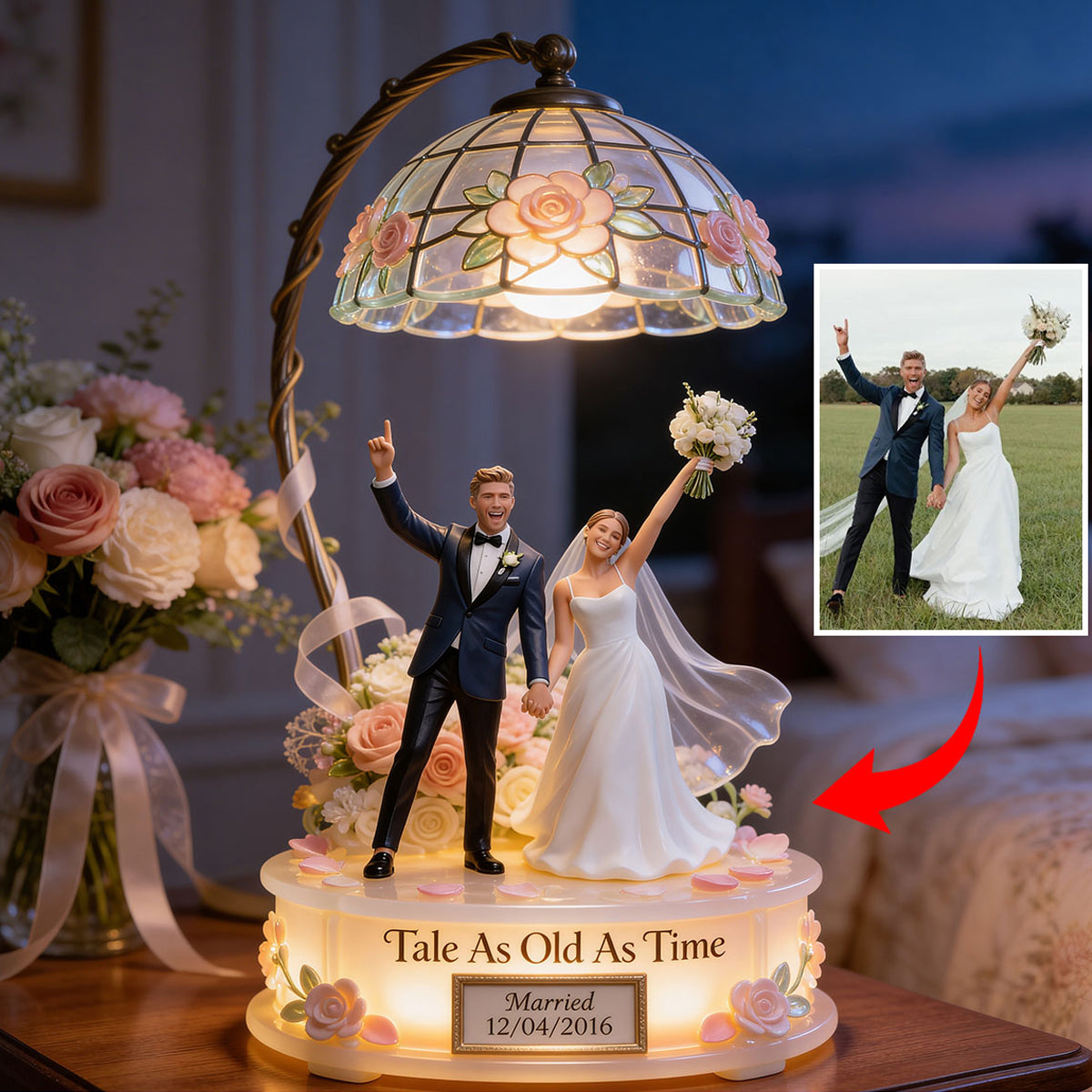 Romantic Anniversary - Personalized Wedding Anniversary Acrylic LED Night Light