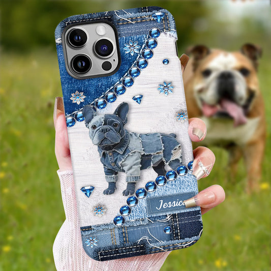 Coque de téléphone personnalisée avec imprimé intégral d'un adorable bouledogue -