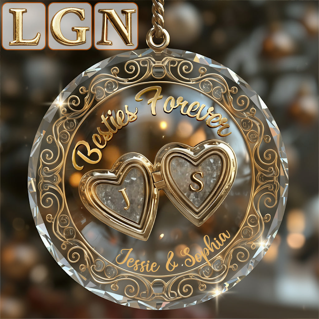 Besties Forever - Personalized Bestie Round Shaped Glass Ornament