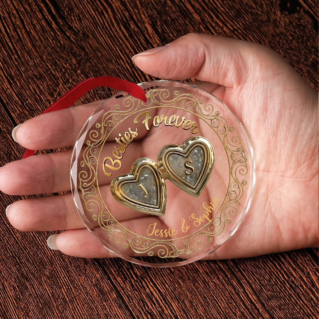 Besties Forever - Personalized Bestie Round Shaped Glass Ornament