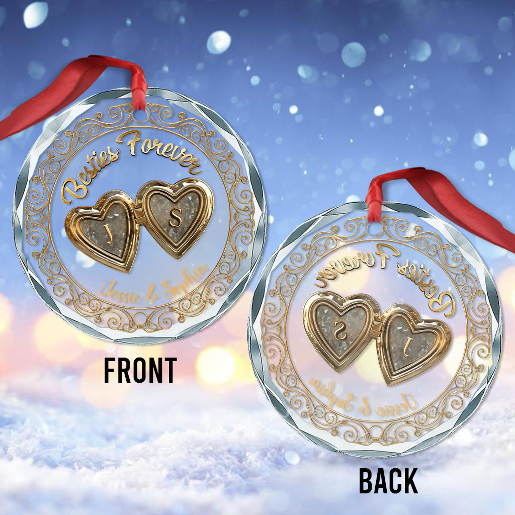 Besties Forever - Personalized Bestie Round Shaped Glass Ornament