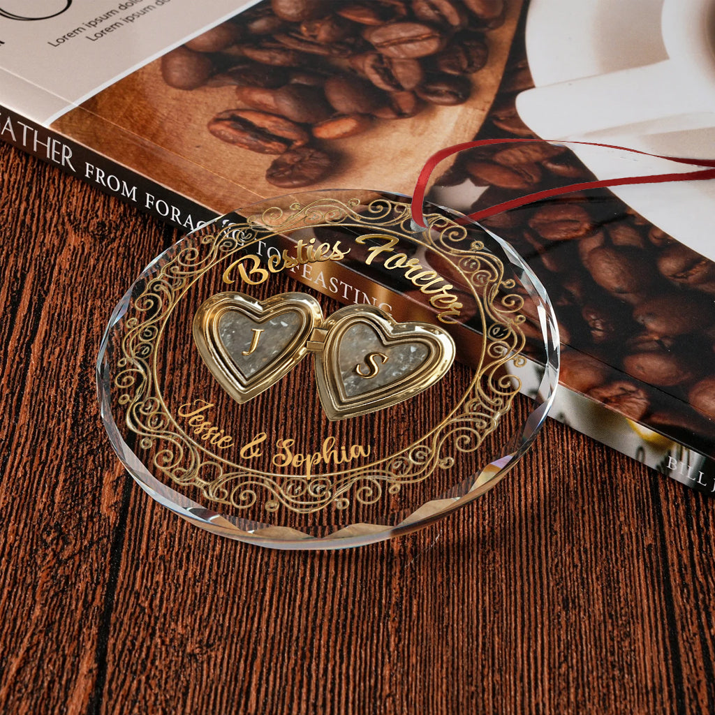 Besties Forever - Personalized Bestie Round Shaped Glass Ornament