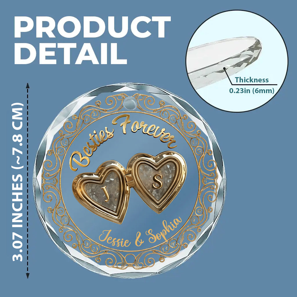 Besties Forever - Personalized Bestie Round Shaped Glass Ornament